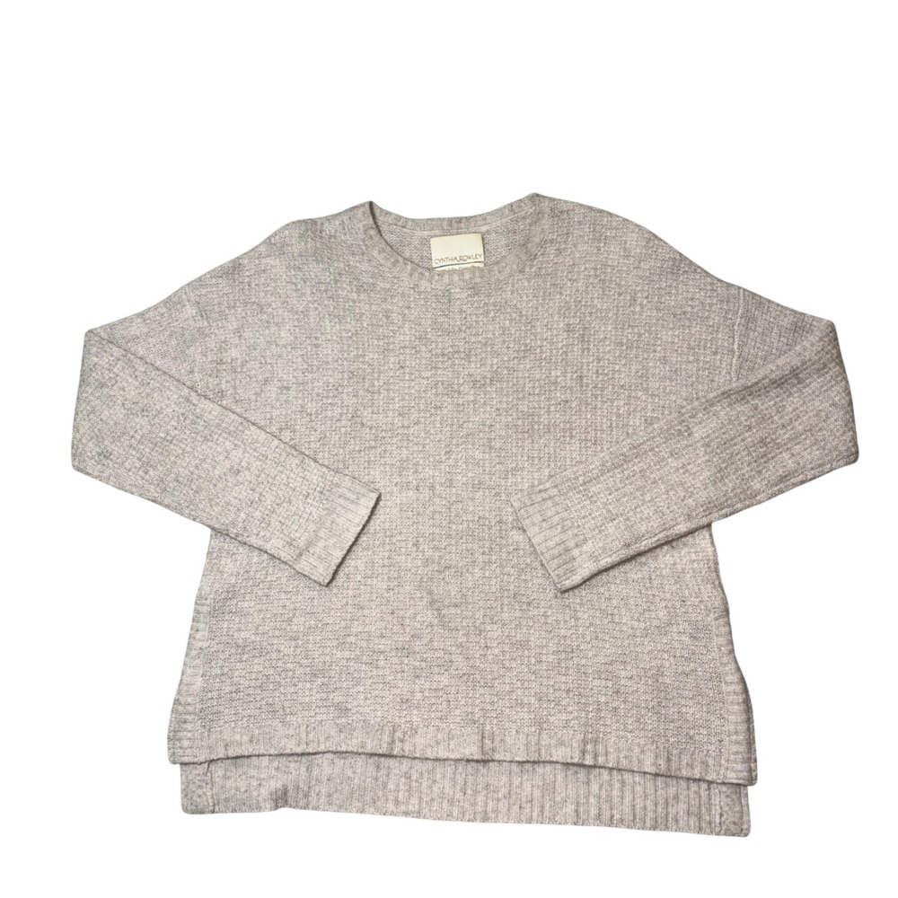 Cynthia Rowley Gray Neutral‎ Cashmere Side Zip High-Low Sweater Womens Small